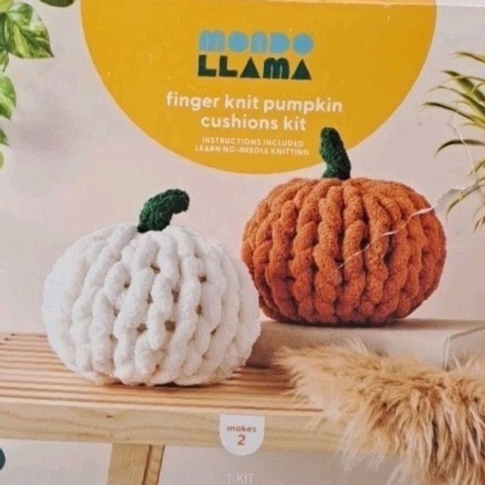 Craftcore NO BOX Cottagecore DIY Fall Pumpkin Finger Knit Crafts Mondo Llama